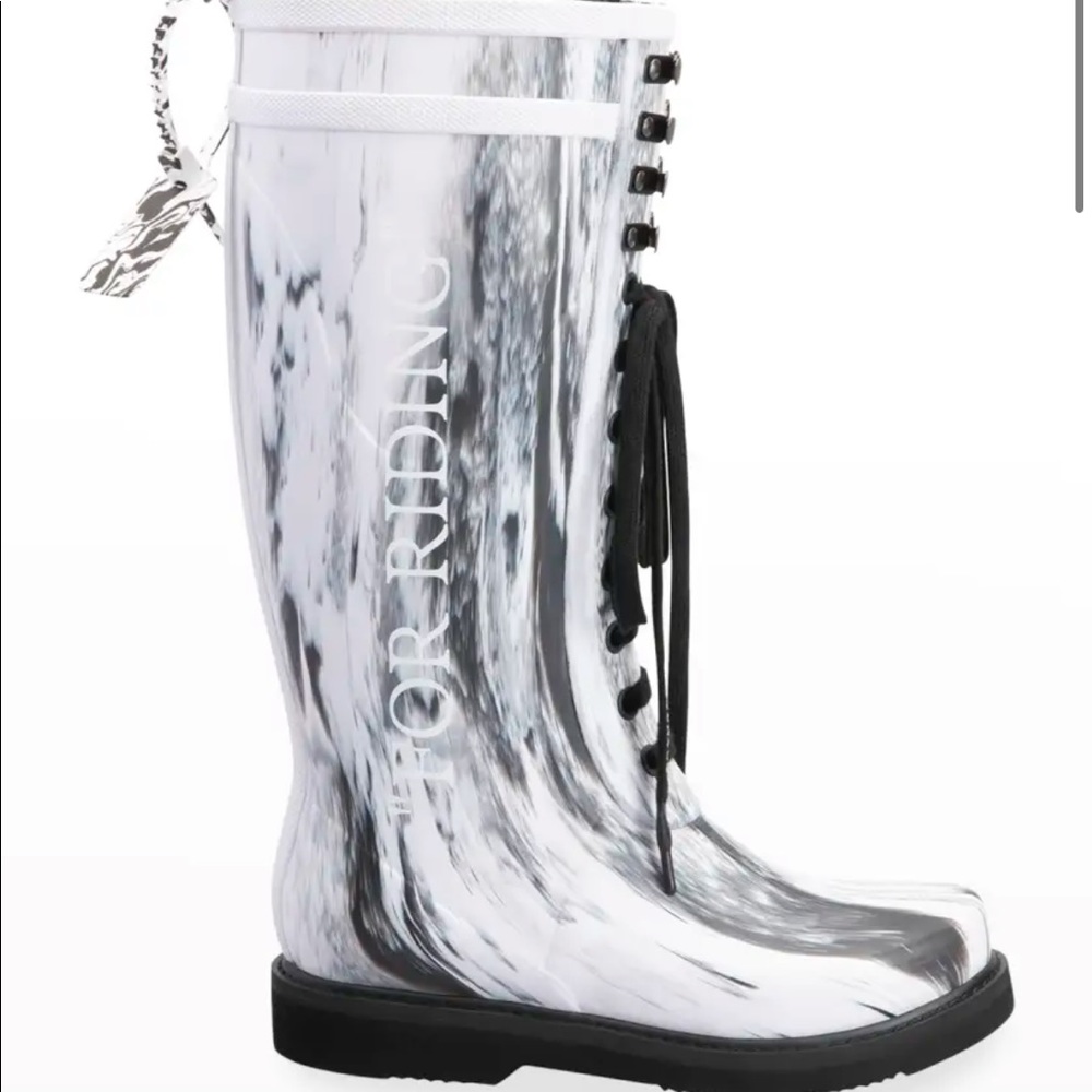 Off White For Riding Marble Lace Up Rainboots